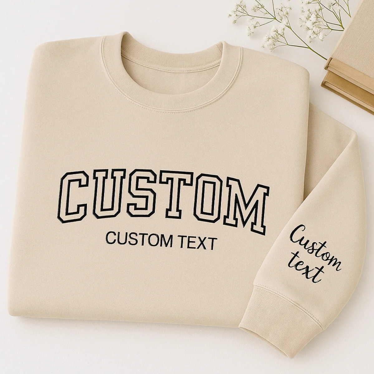 Custom Text Sweatshirt - Personalized Varsity Embroidered Pullover - Your Custom Words & Phrases Gift - Image 7