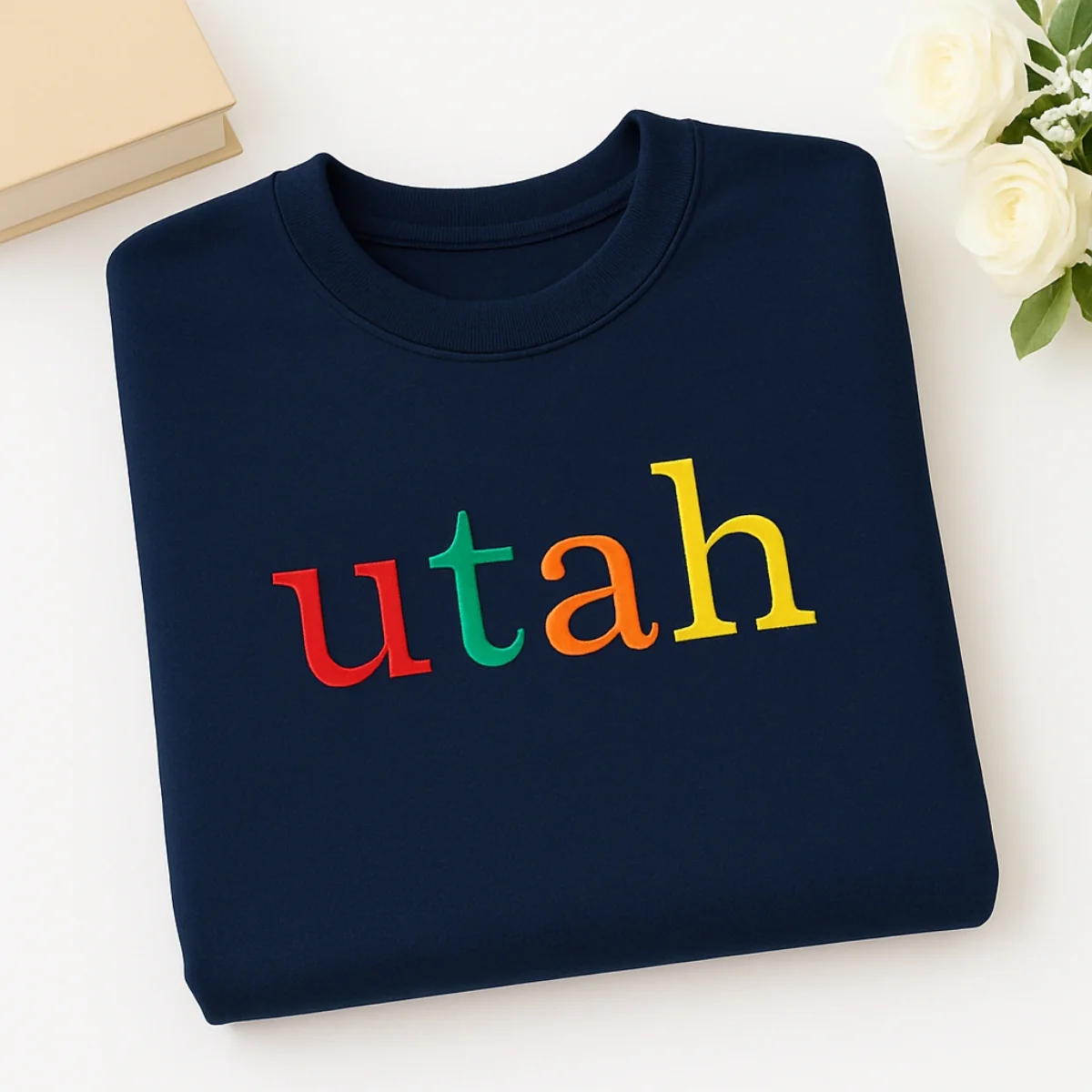 Custom Utah State Sweatshirt - Rainbow Embroidered Letters - Beehive State Pride Gift - Image 5