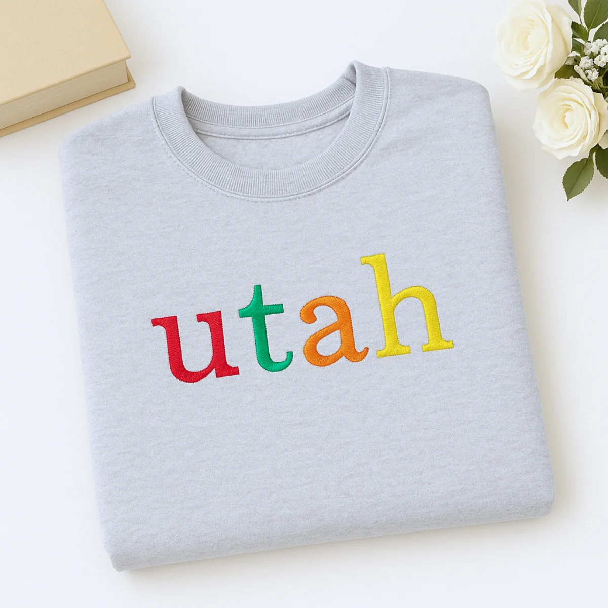 Custom Utah State Sweatshirt - Rainbow Embroidered Letters - Beehive State Pride Gift - Image 6