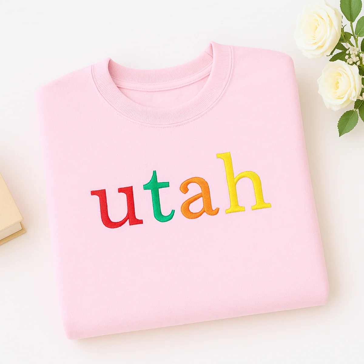 Custom Utah State Sweatshirt - Rainbow Embroidered Letters - Beehive State Pride Gift - Image 7