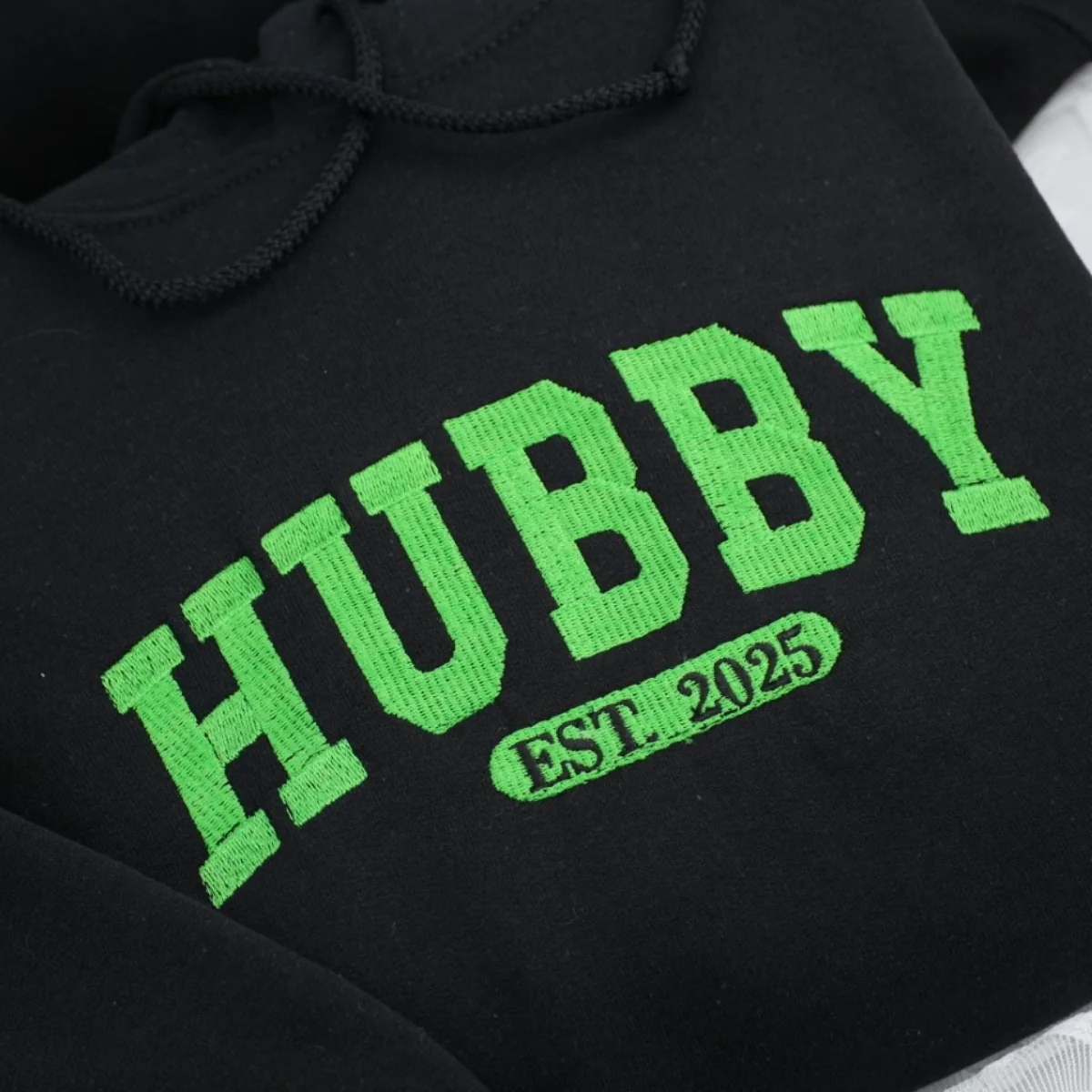 Custom Wifey Hubby Hoodies - Matching Couples Embroidered Sweatshirts - EST Date Anniversary Gift - Image 3