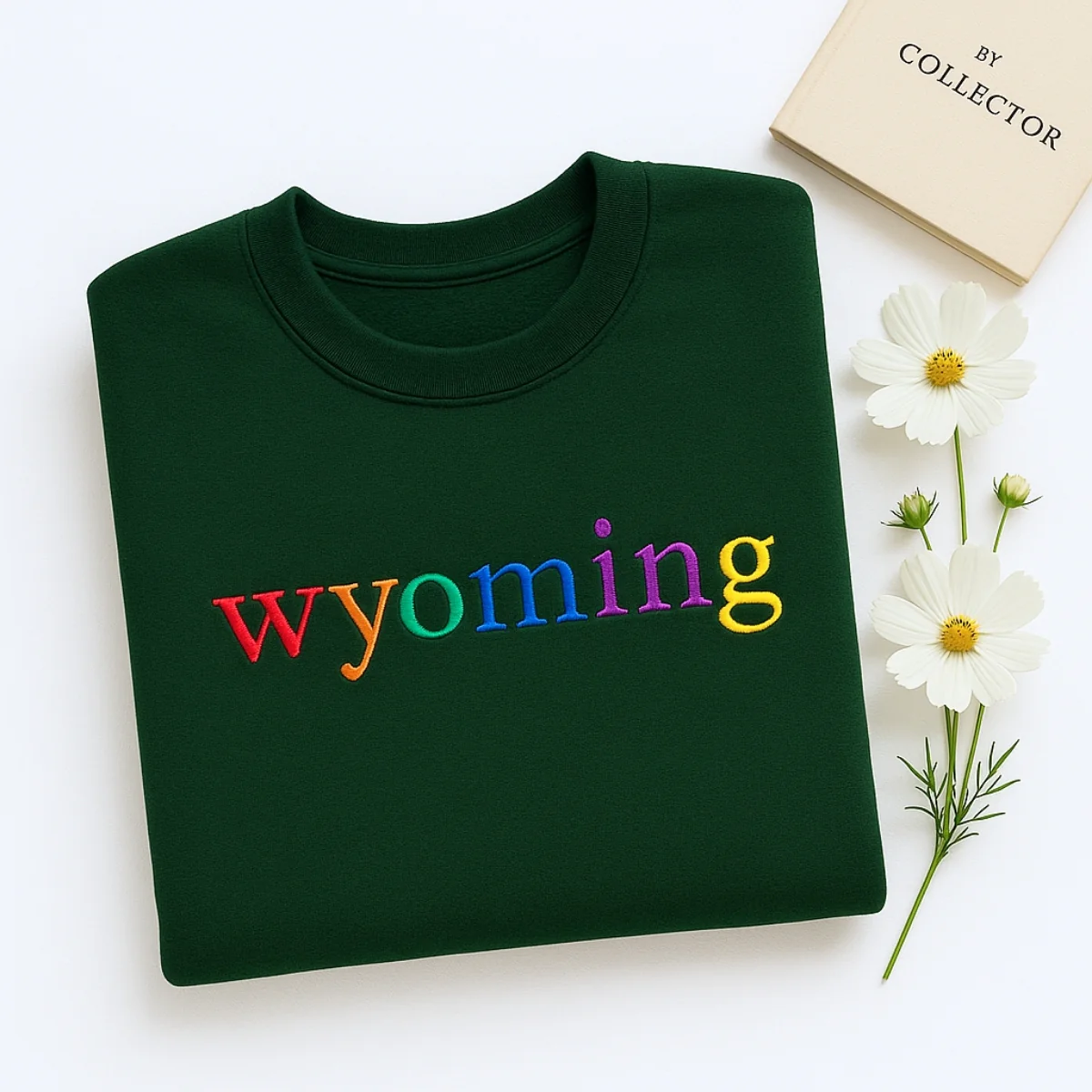 Custom Wyoming State Sweatshirt - Rainbow Embroidered Letters - Cowboy State Pride Gift - Image 5