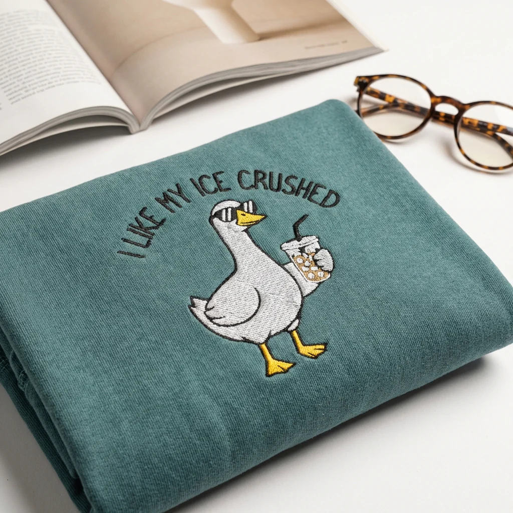 Cute Embroidered Goose T-Shirt - Equality & Humanity Message Tee - Image 2