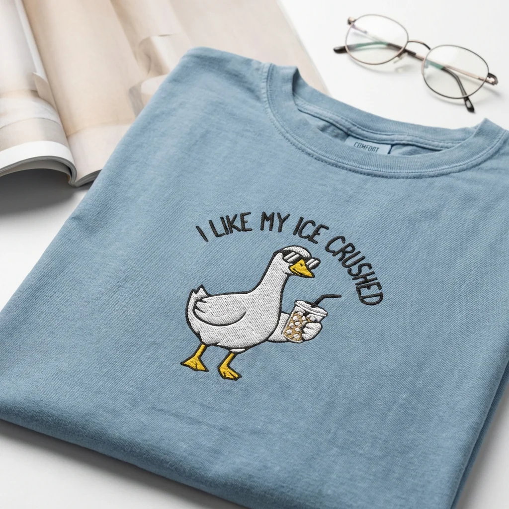 Cute Embroidered Goose T-Shirt - Equality & Humanity Message Tee - Image 3
