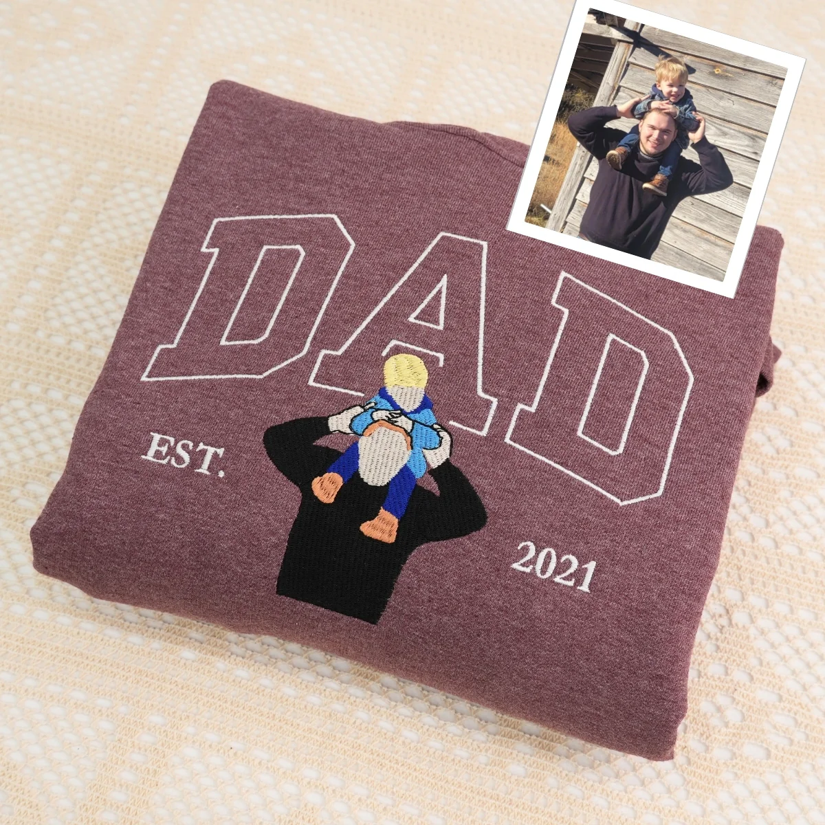 Dad Custom Family Portrait Hoodies - Personalized Father Children Embroidered Sweatshirts - Father's Day Gift - Image 6
