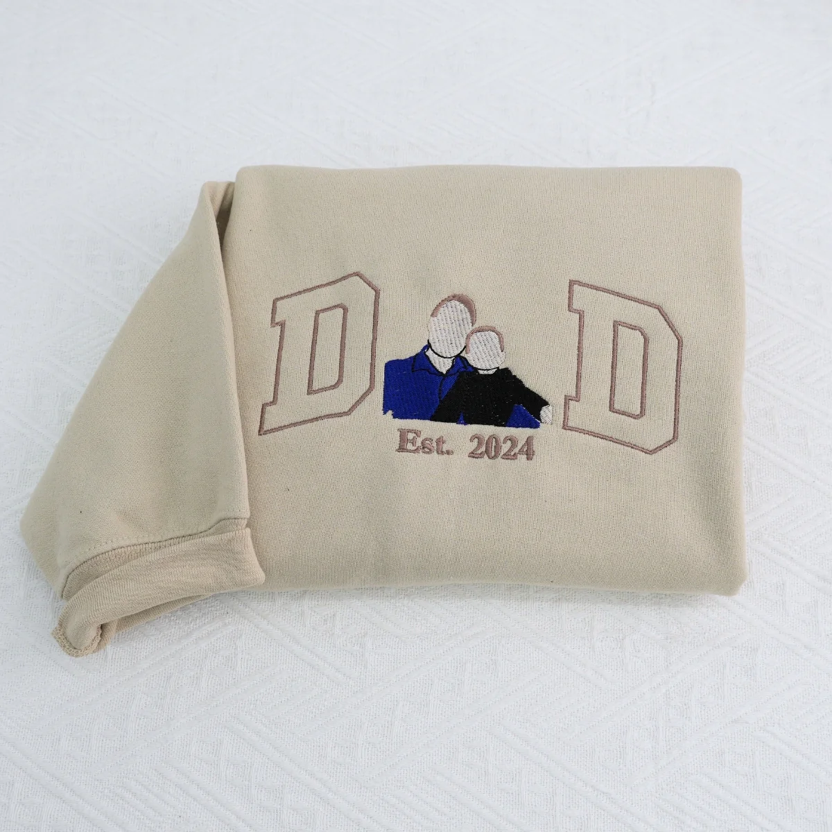 Dad Custom Portrait Hoodies - Father Family Embroidered Sweatshirts - Personalized Father's Day Gift - Image 2