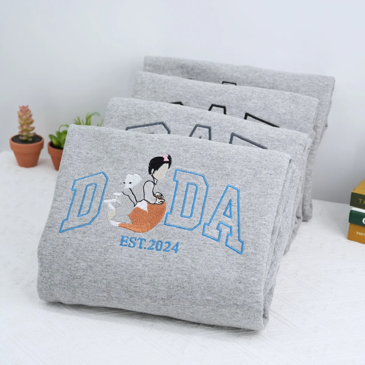 Dad Custom Portrait Hoodies - Father Family Embroidered Sweatshirts - Personalized Father's Day Gift - Image 4
