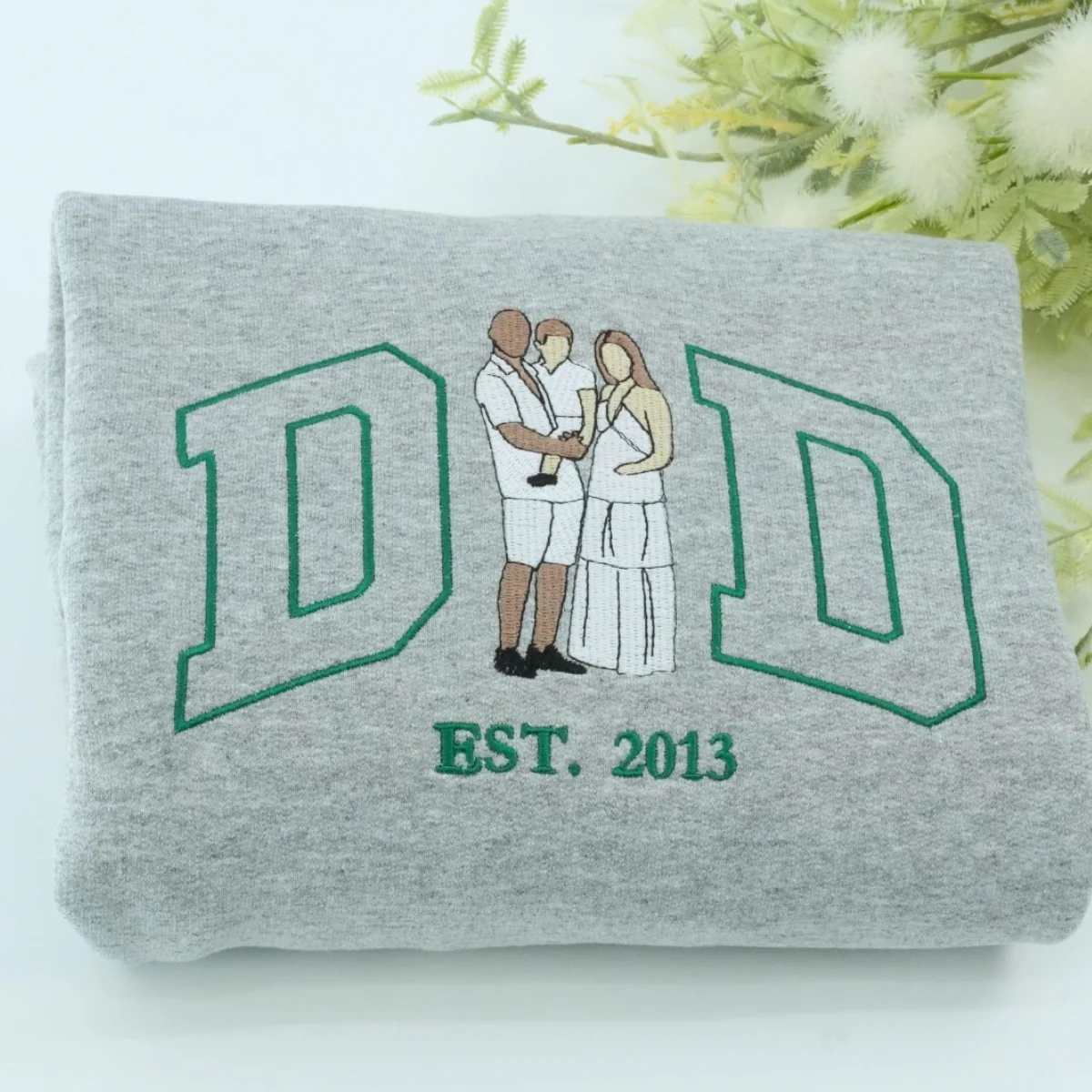 Dad Custom Portrait Hoodies - Father Baby Embroidered Sweatshirts - Personalized Father's Day Gift - Image 4