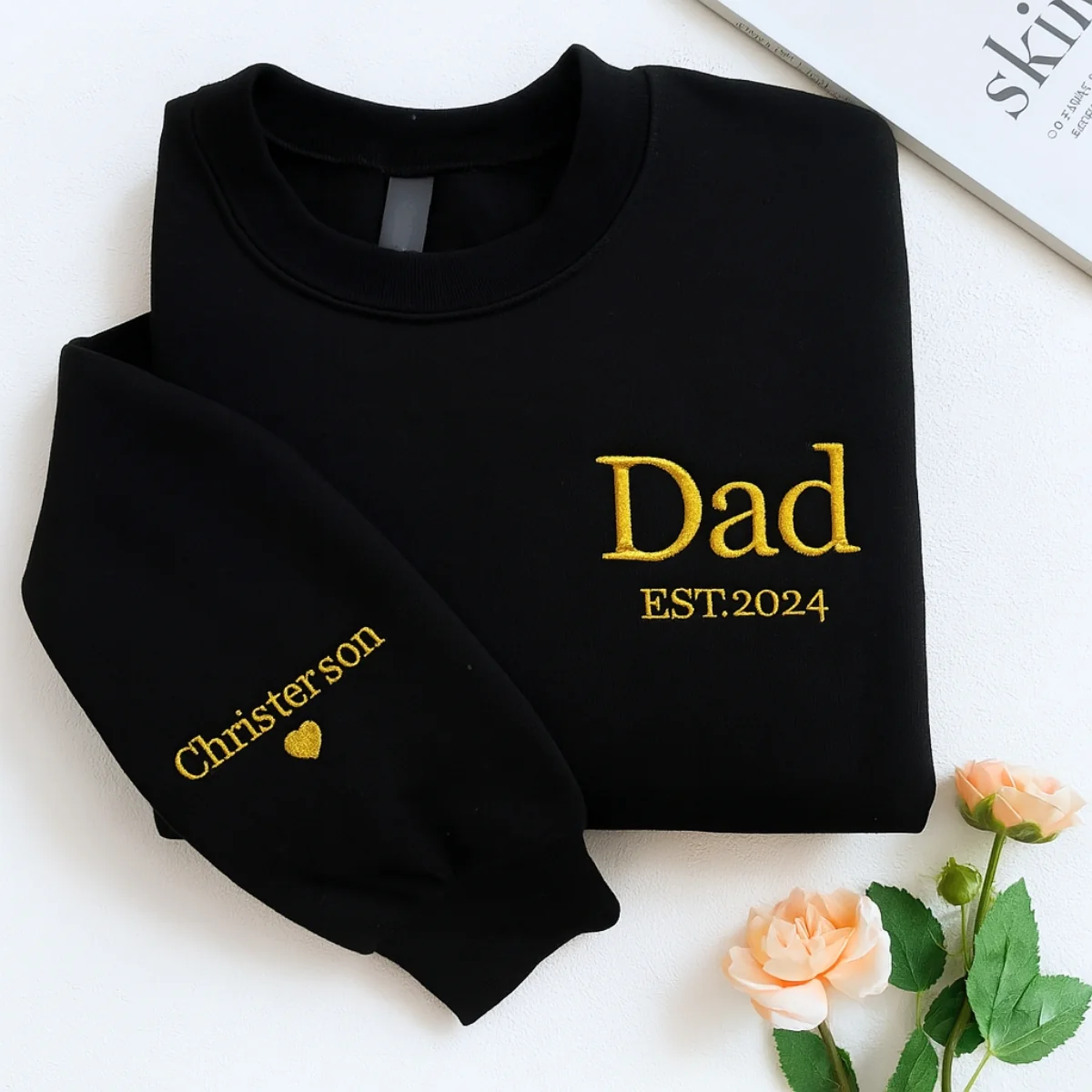 Dad EST Embroidered Hoodie - Custom Kids Names - Father's Day Gift - Image 3