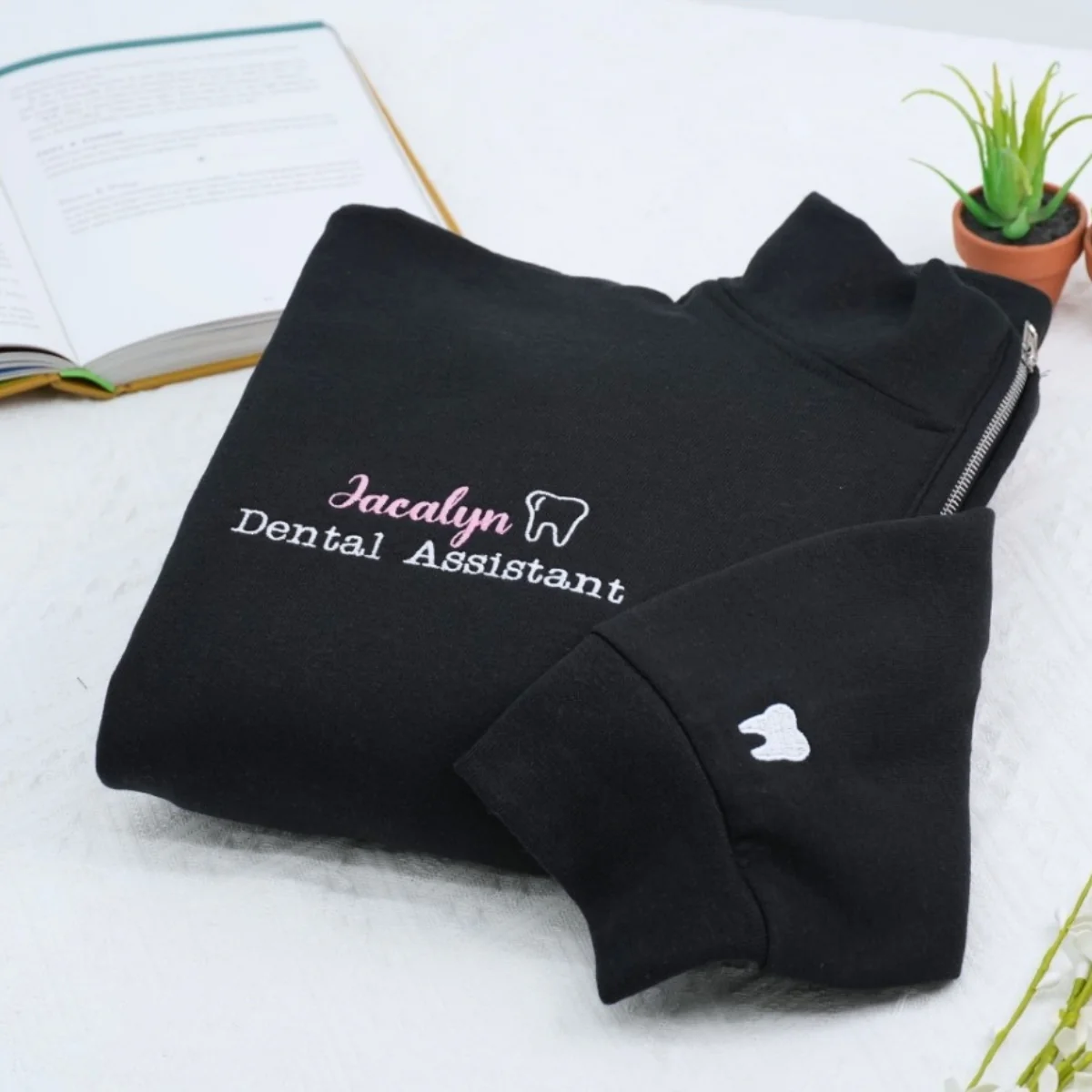 Dental Assistant Custom Quarter Zip - Personalized Healthcare Embroidered Sweatshirt - Perfect Dental Gift - Image 4