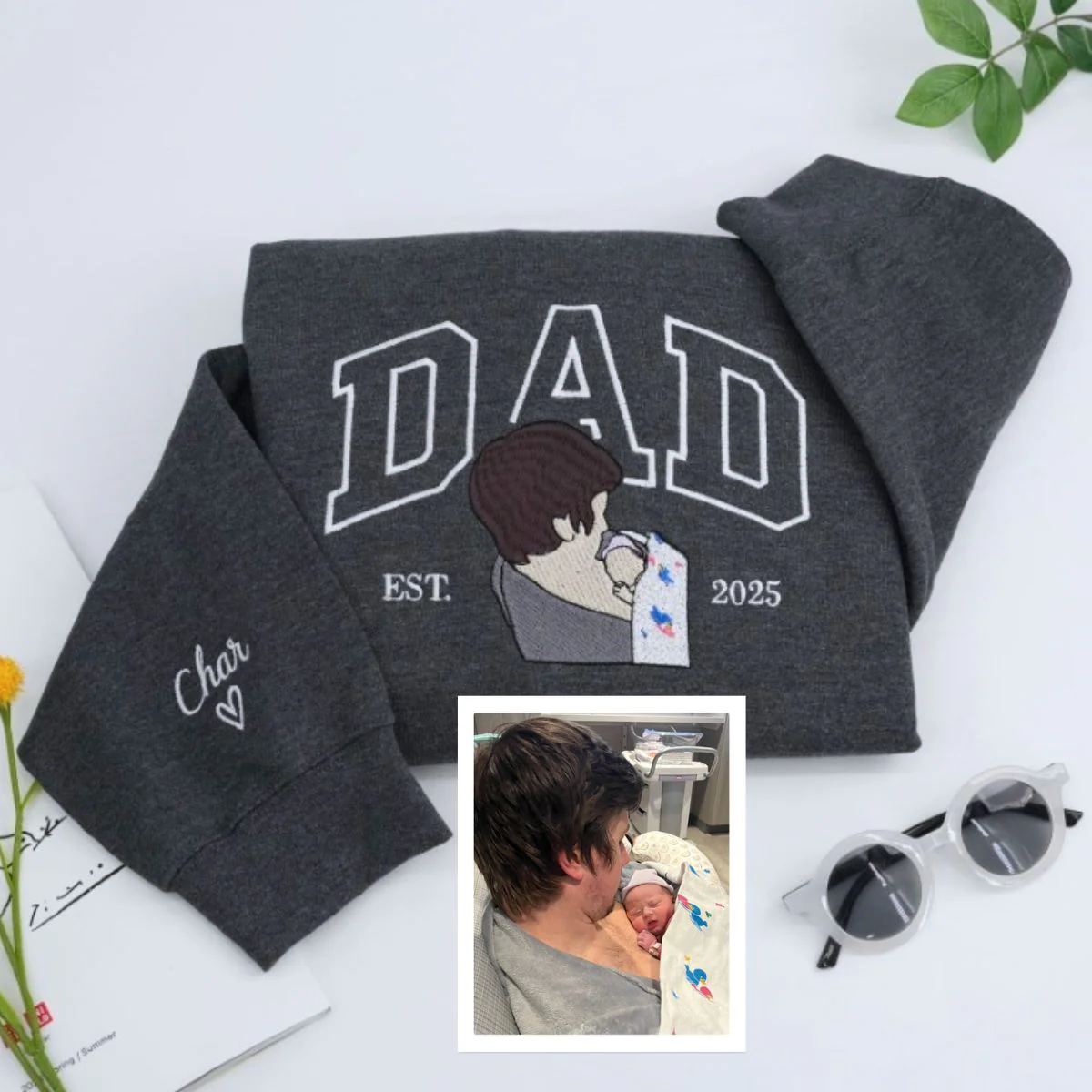 Devoted Dad Custom Hoodies - Caring Father Embroidered Sweatshirts - Perfect Father's Day Gift - Image 3
