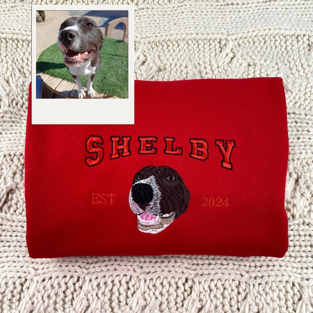 Dog Face Embroidered Hoodies - Custom Pet Varsity Sweatshirts - Personalized Dog Mom Apparel - Image 5