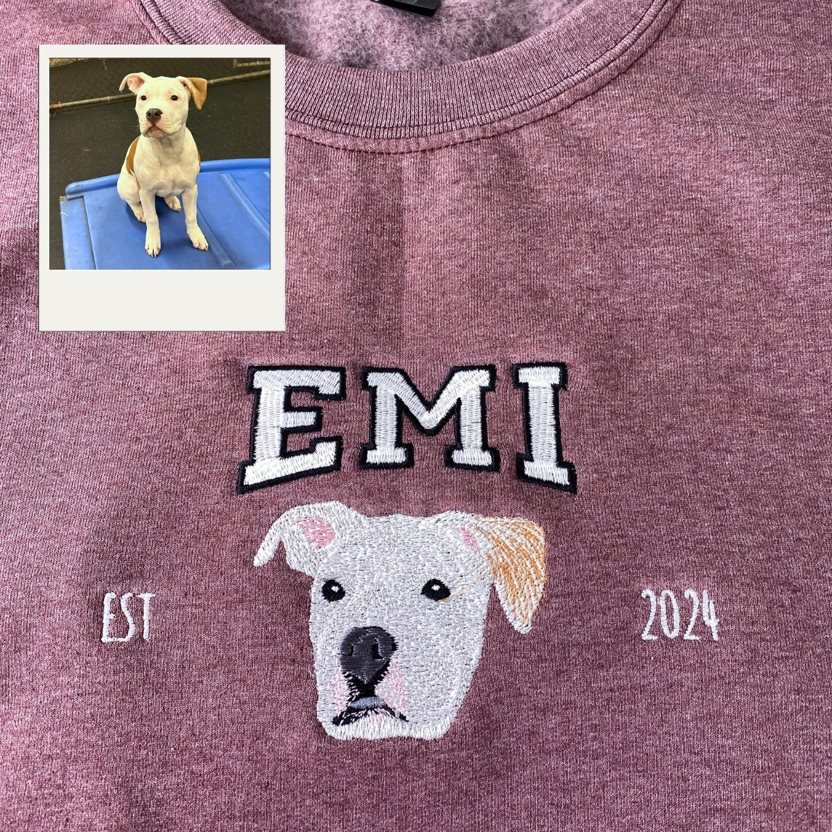 Dog Face Embroidered Hoodies - Custom Pet Varsity Sweatshirts - Personalized Dog Mom Apparel - Image 7