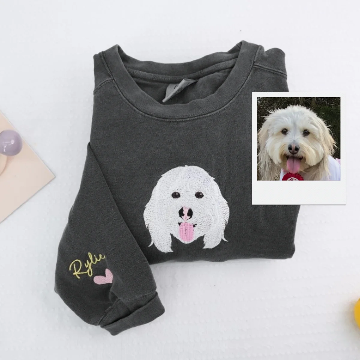 Dog Face Embroidered Sweatshirts | Custom Dog Breed Portrait Collection - Personalized Dog Lover Shirts - Perfect Dog Mom Dad Gift - Image 2