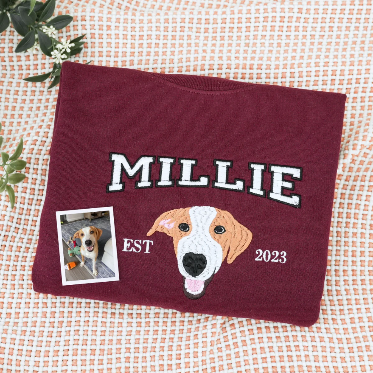 Dog Mom Custom Hoodies - Varsity Style Pet Portrait Embroidered Sweatshirts - Perfect Golden Retriever Gift - Image 2