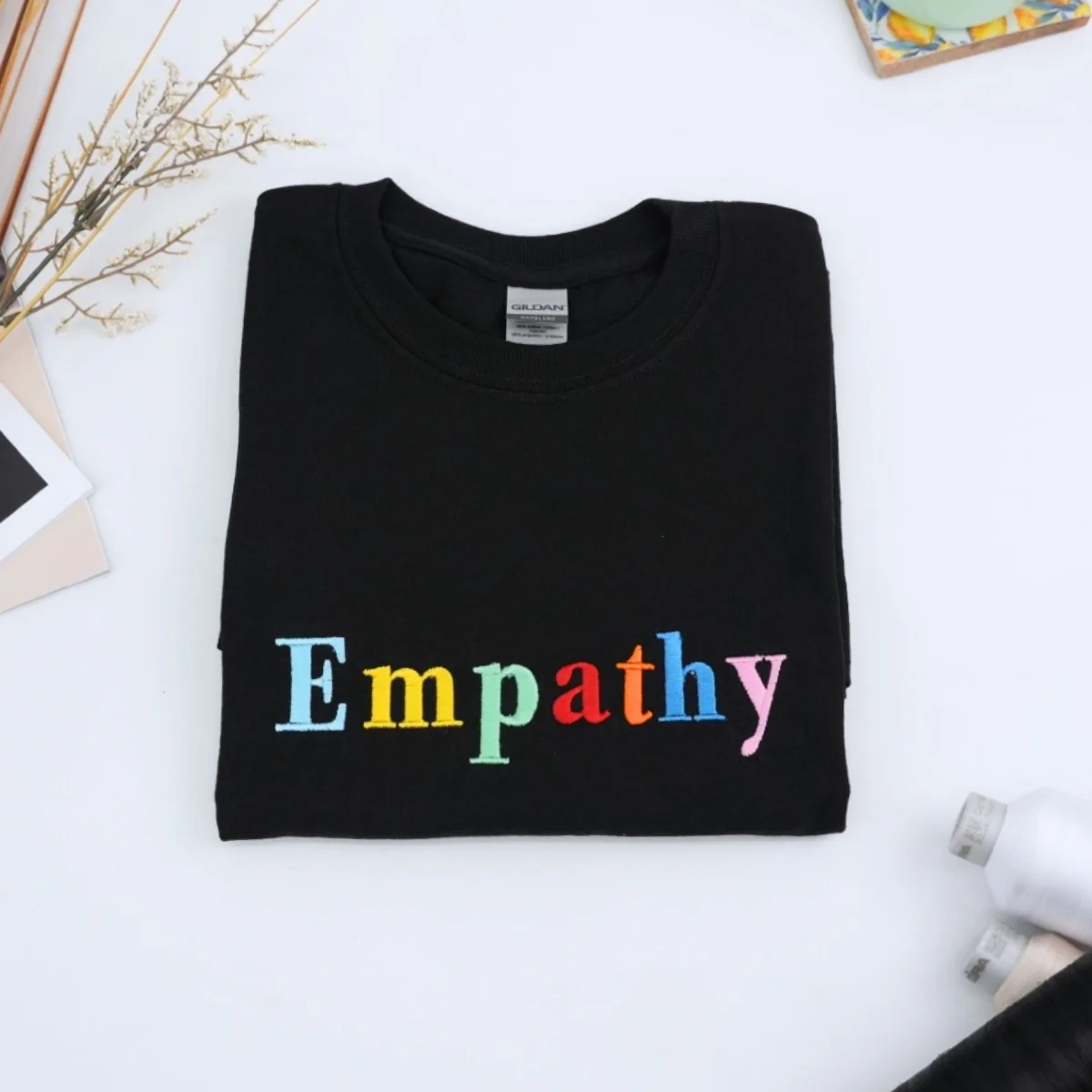 Empathy Custom T-Shirt - Rainbow Embroidered Kindness Shirt - Perfect Teacher Counselor Gift