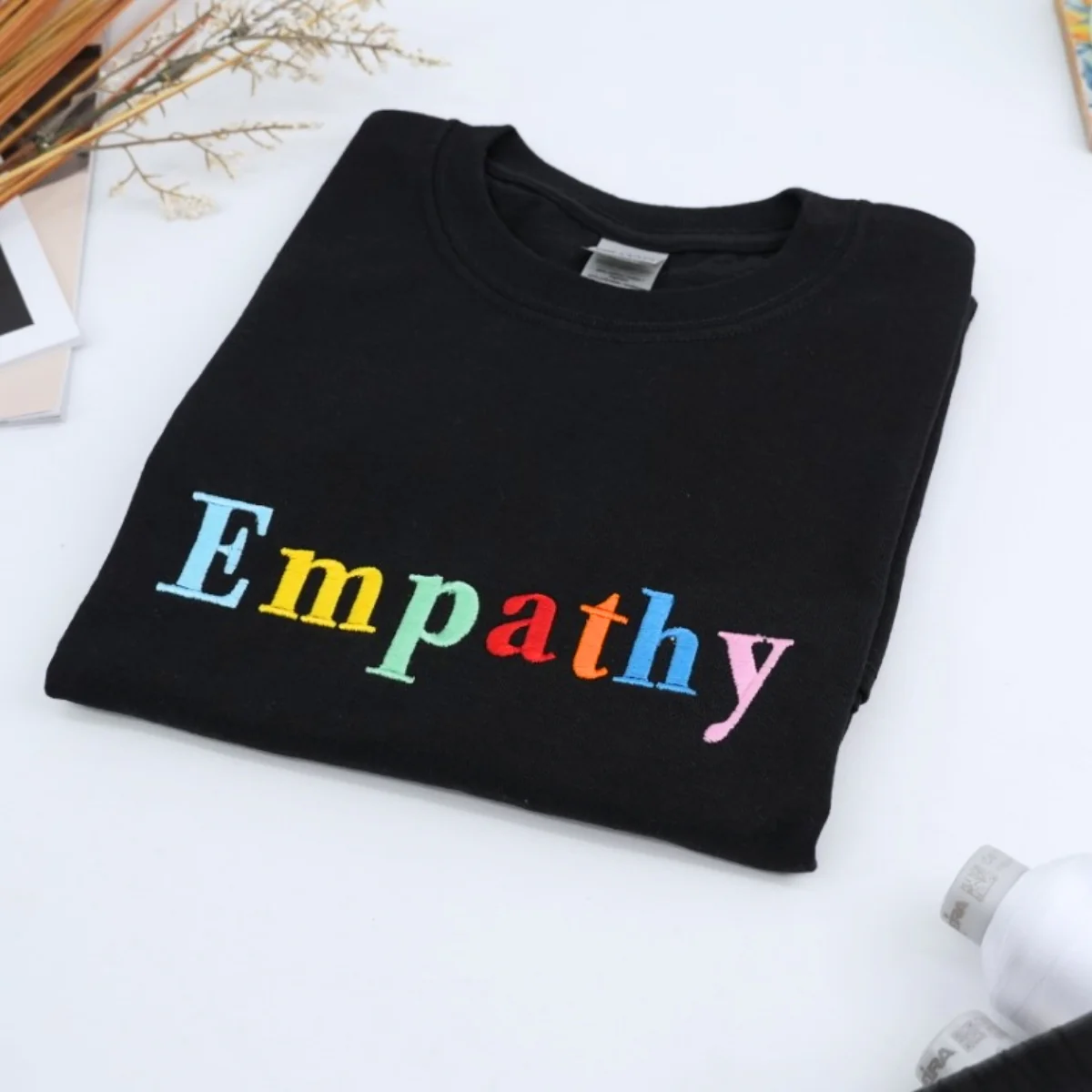 Empathy Custom T-Shirt - Rainbow Embroidered Kindness Shirt - Perfect Teacher Counselor Gift - Image 4