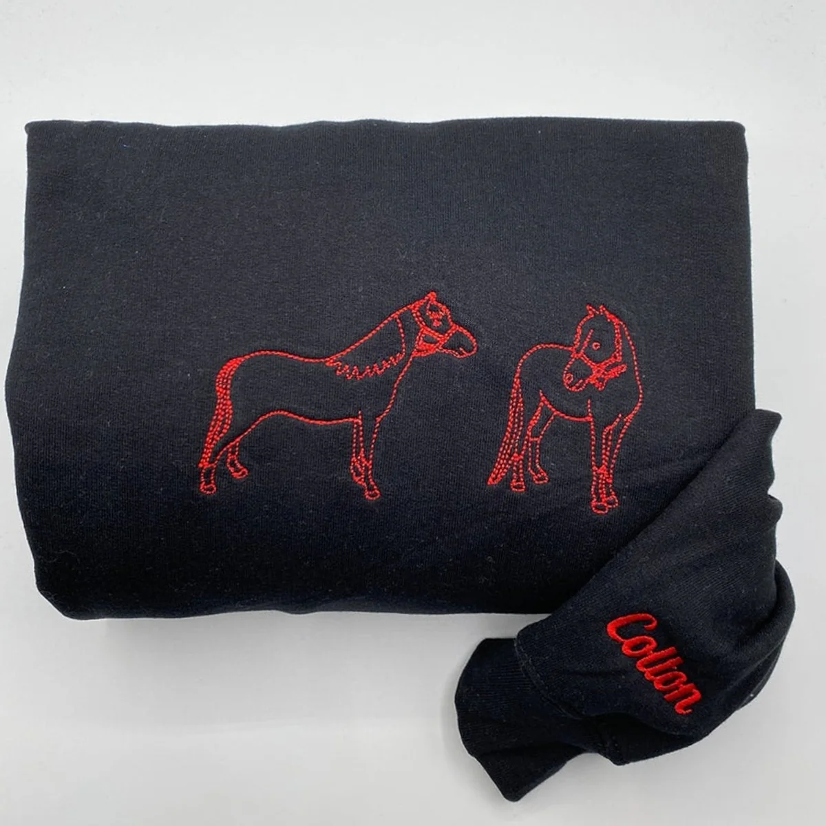 Equestrian Line Art Hoodies - Premium Horse Portrait Embroidered Sweatshirts - Riding Art - Image 6