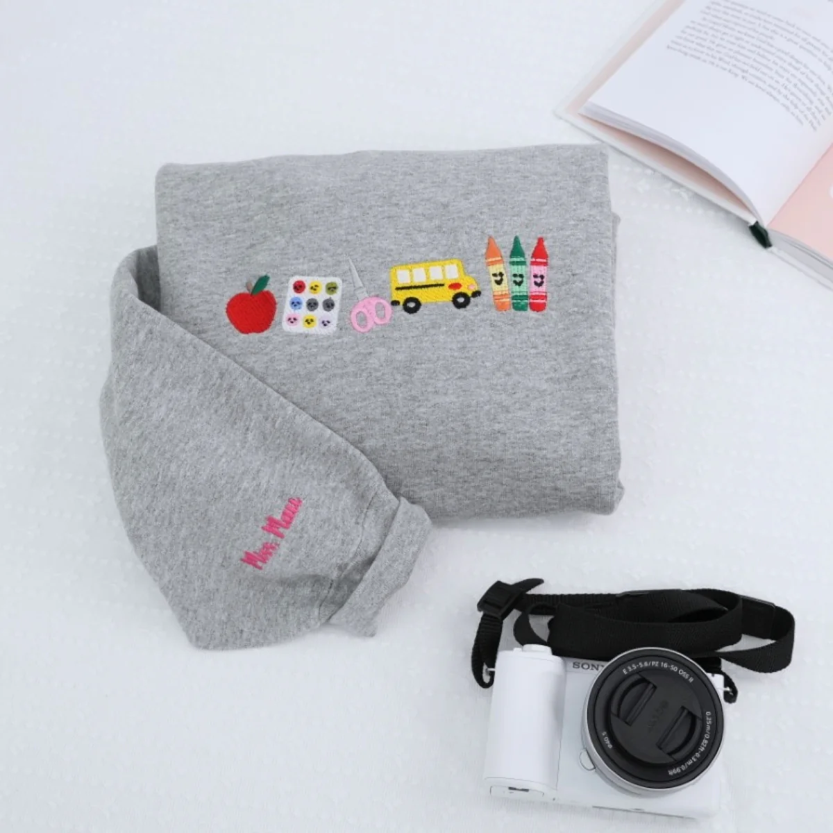 Personalized Teacher Hoodies - Custom Mrs Name Embroidered Zip-Up - Back to School Gift