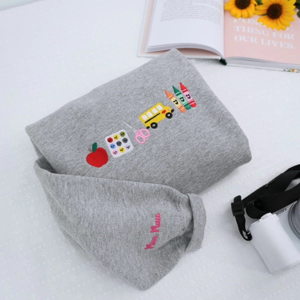 Personalized Teacher Hoodies - Custom Mrs Name Embroidered Zip-Up - Back to School Gift - Image 2