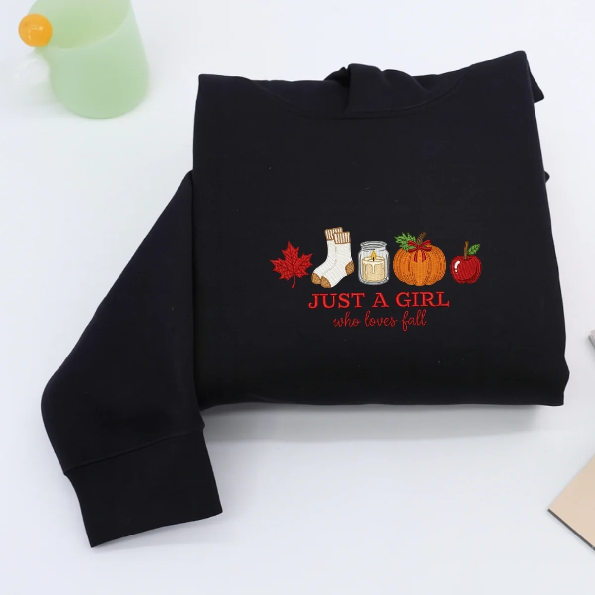 Fall Girl Hoodie - Just a Girl Who Loves Fall Embroidered Sweatshirt - Autumn Gift - Image 2