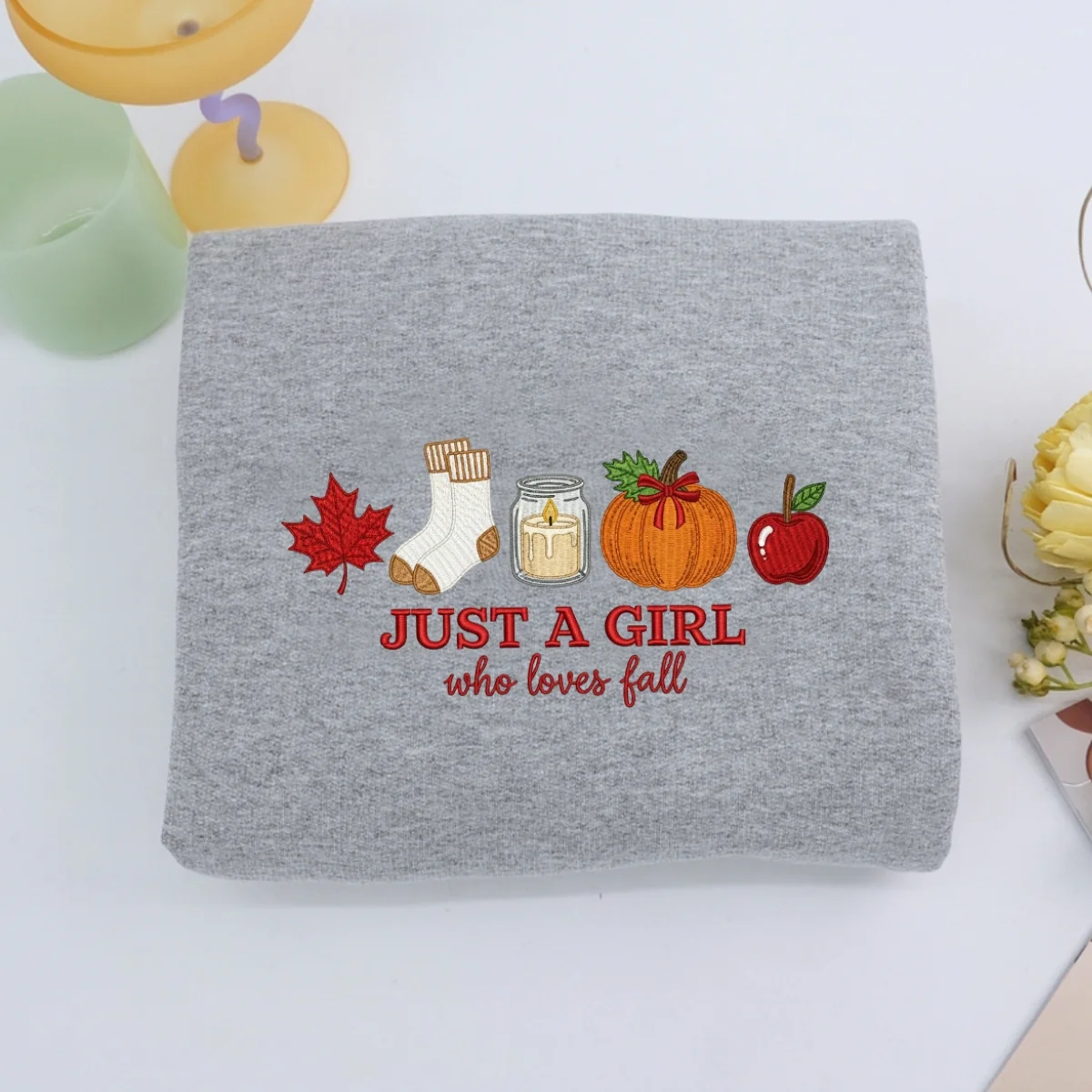 Fall Girl Hoodie - Just a Girl Who Loves Fall Embroidered Sweatshirt - Autumn Gift - Image 5