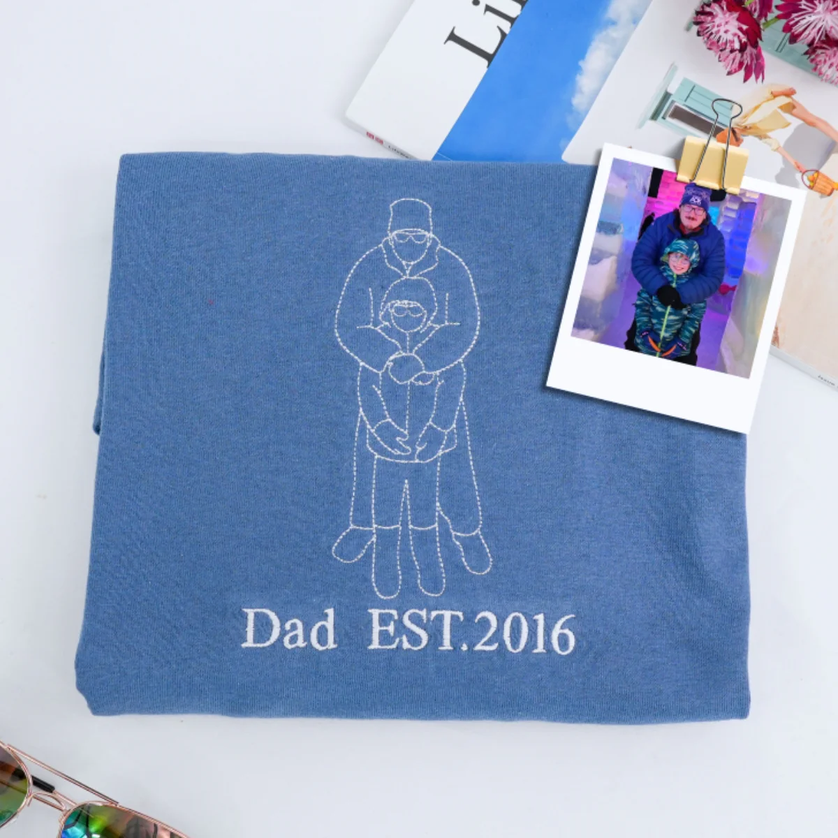 Family Line Art Custom Hoodies - Custom Family Portrait Embroidered Sweatshirts - Perfect New Parent Gift - Image 2