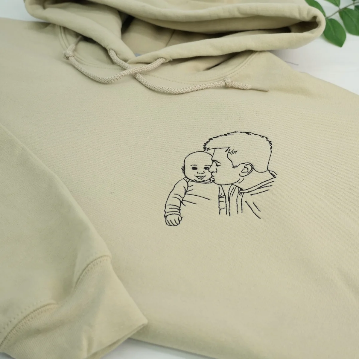 Family Line Art Custom Hoodies - Custom Family Portrait Embroidered Sweatshirts - Perfect New Parent Gift - Image 4