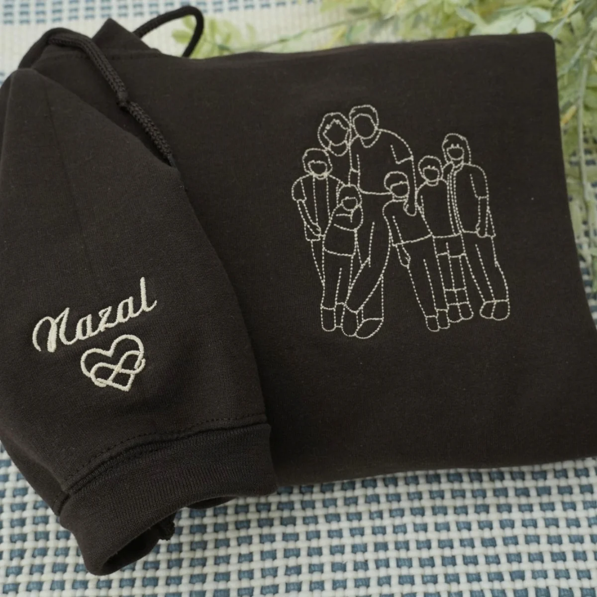 Family Line Art Custom Hoodies - Custom Family Portrait Embroidered Sweatshirts - Perfect New Parent Gift - Image 8
