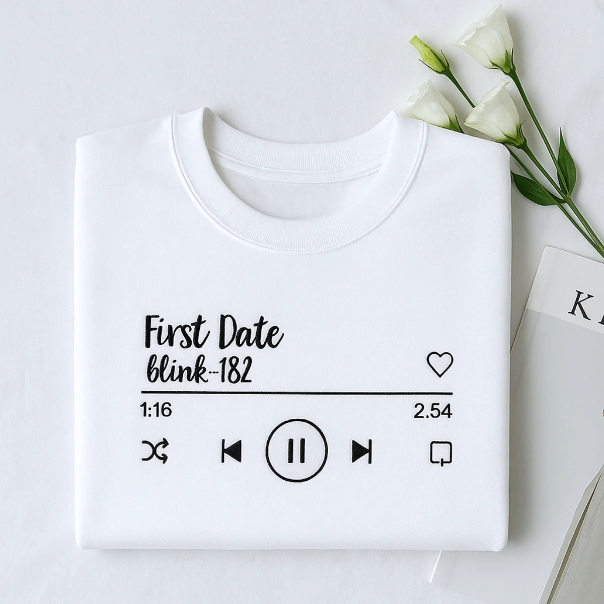 First Date Song Hoodies - Custom Couple Music Player Embroidered Sweatshirts - Anniversary Gift - Image 3