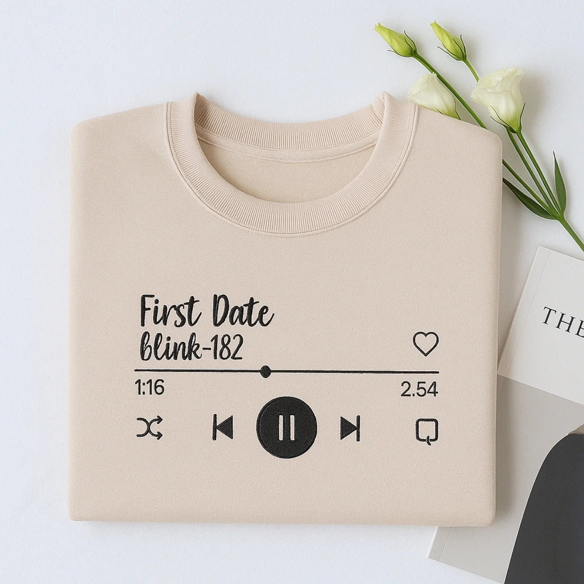 First Date Song Hoodies - Custom Couple Music Player Embroidered Sweatshirts - Anniversary Gift - Image 6
