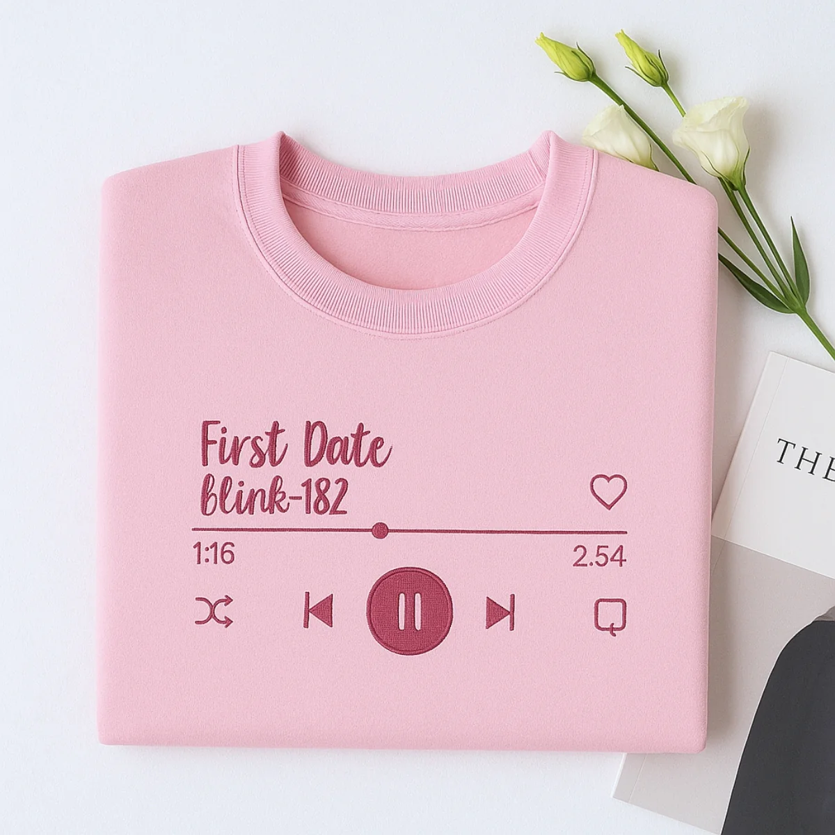First Date Song Hoodies - Custom Couple Music Player Embroidered Sweatshirts - Anniversary Gift - Image 7