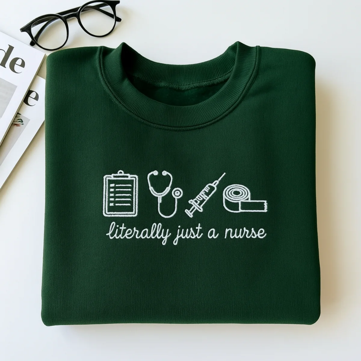 Funny Nurse Hoodies - Literally Just A Nurse Embroidered Sweatshirts - RN Humor Gift - Image 2