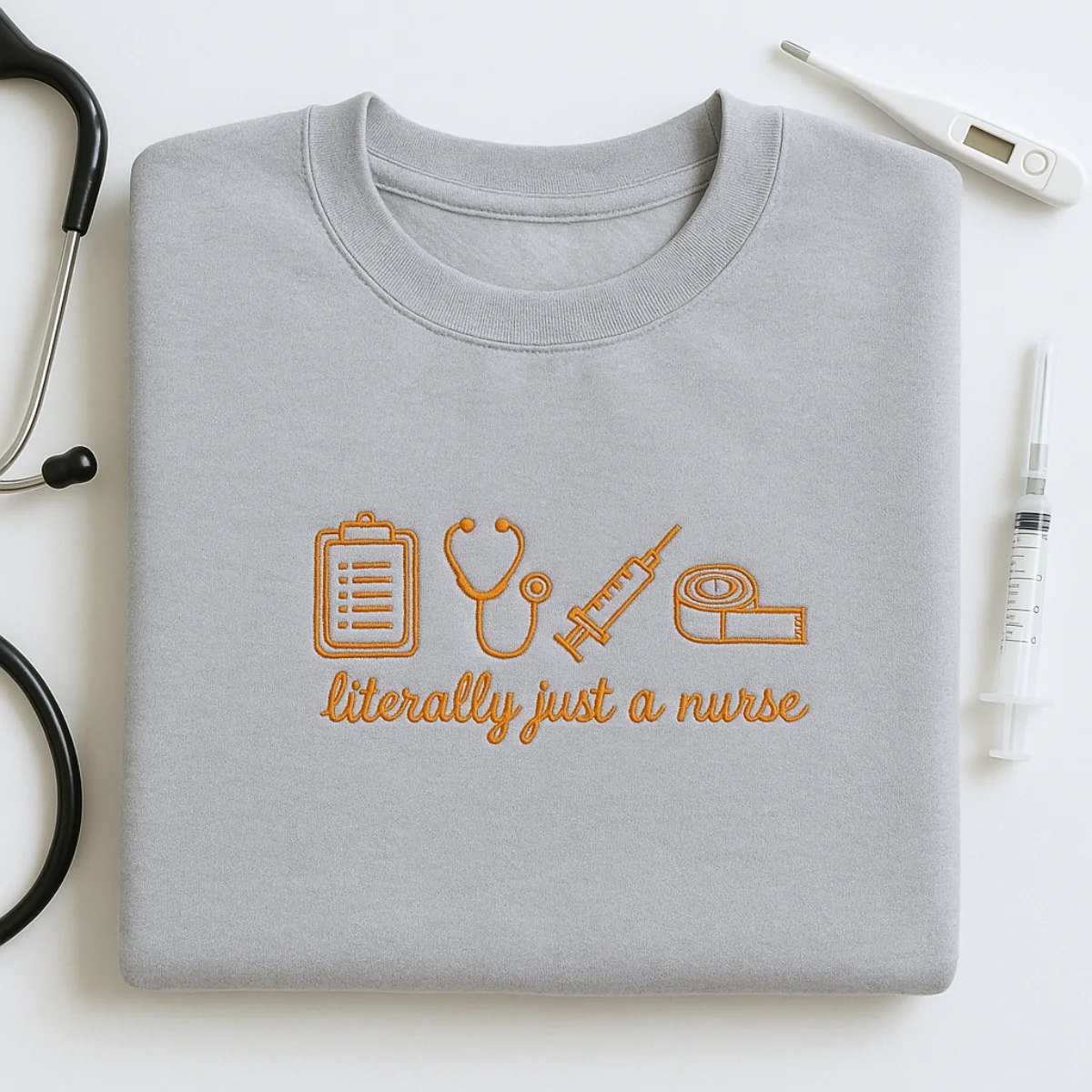 Funny Nurse Hoodies - Literally Just A Nurse Embroidered Sweatshirts - RN Humor Gift - Image 6