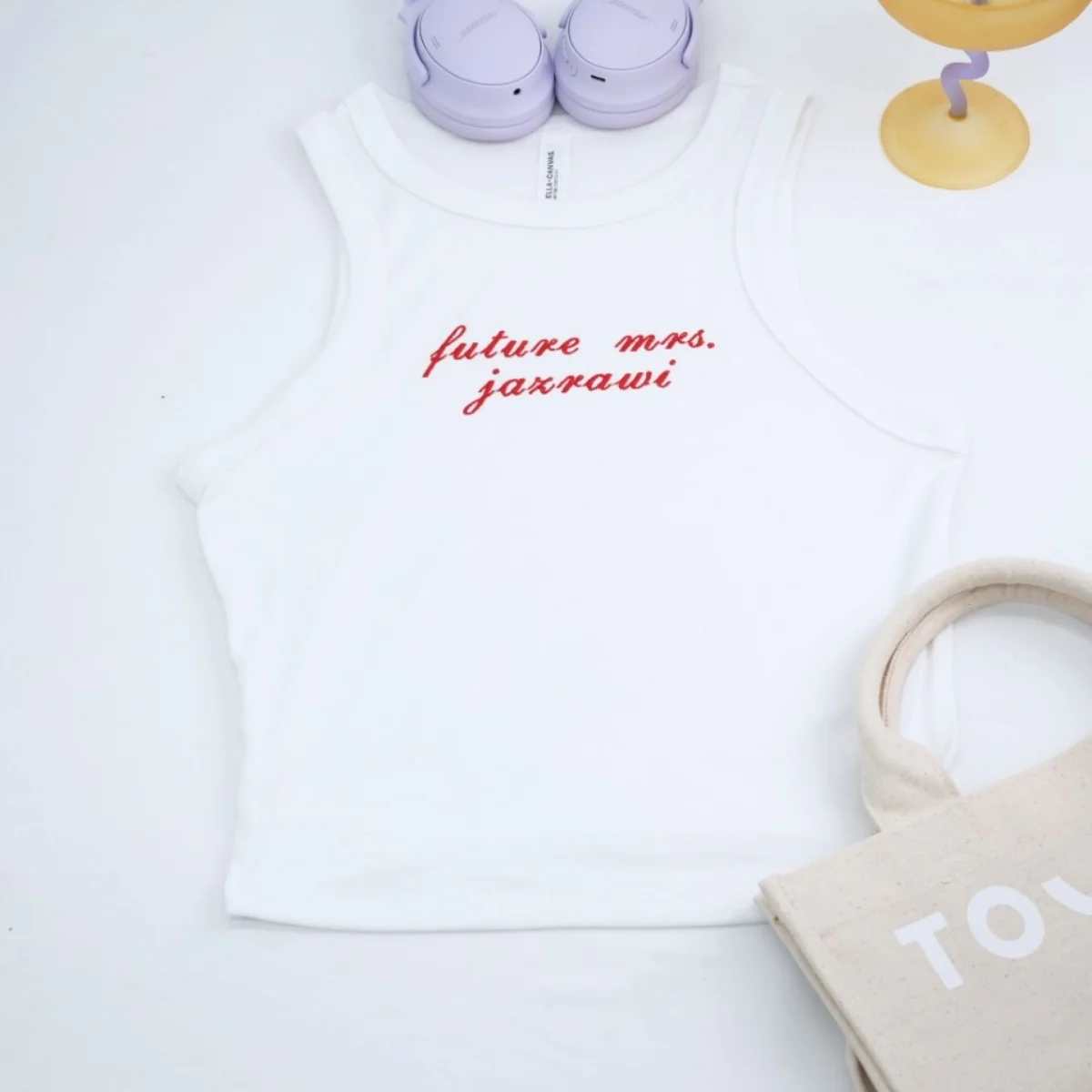 Future Mrs Custom Tank Tops - Personalized Engagement Embroidered Apparel - Perfect Bridal Gift Set - Image 5