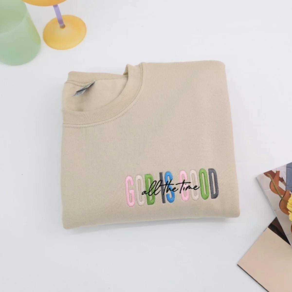 God Is Good All The Time Sweatshirt - Faith Inspirational Embroidered Hoodie - Christian Gift - Image 5