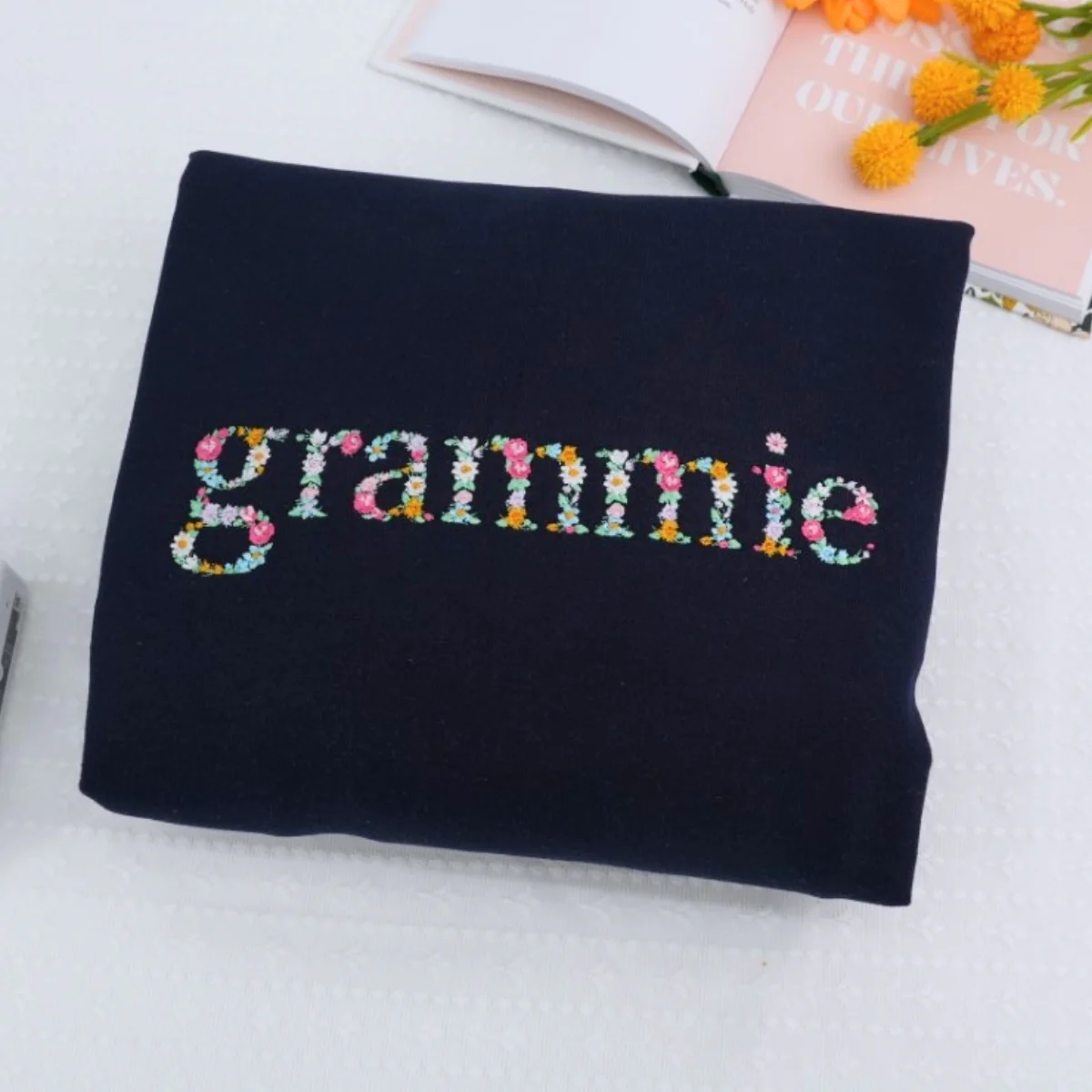 Grammie Custom Hoodies - Floral Embroidered Grandmother Sweatshirts - Perfect Mother's Day Gift