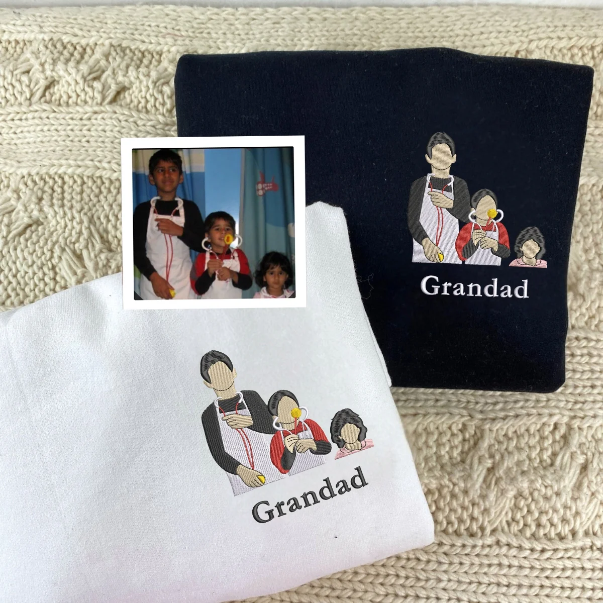 Grandfather Memorial Hoodies - Custom Photo Embroidered Memory Sweatshirts - Legacy Keepsake Gift - Image 4