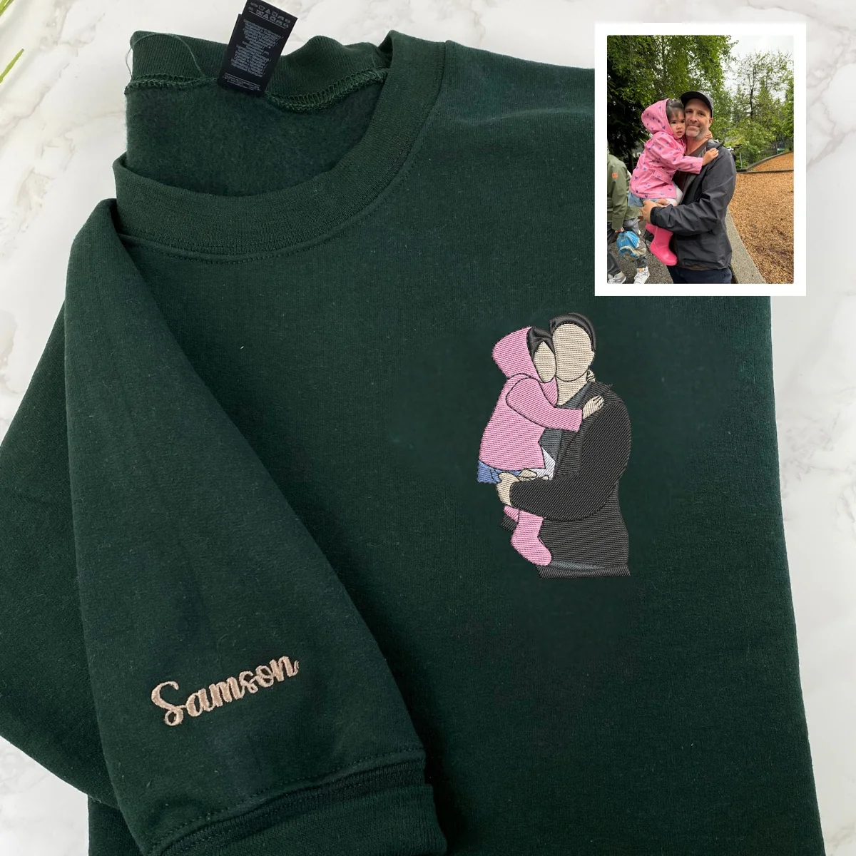Grandfather Memorial Hoodies - Custom Photo Embroidered Memory Sweatshirts - Legacy Keepsake Gift - Image 7