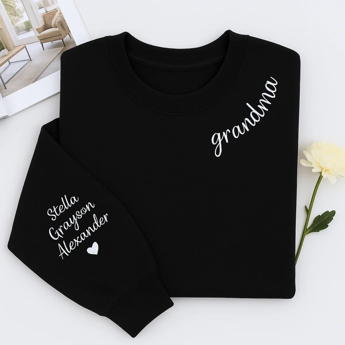 Grandma Crew Neck Sweatshirts - Personalized Grandchildren Names Embroidered - Perfect Mother's Day Gift - Image 2