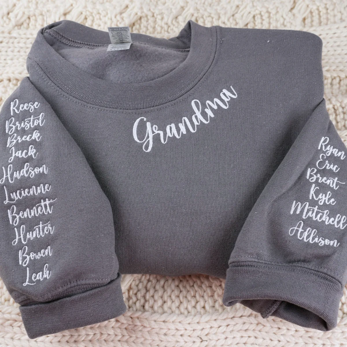 Grandma Custom Neckline Sweatshirts - Personalized Grandchildren Names - Perfect Mother's Day Gift - Image 3