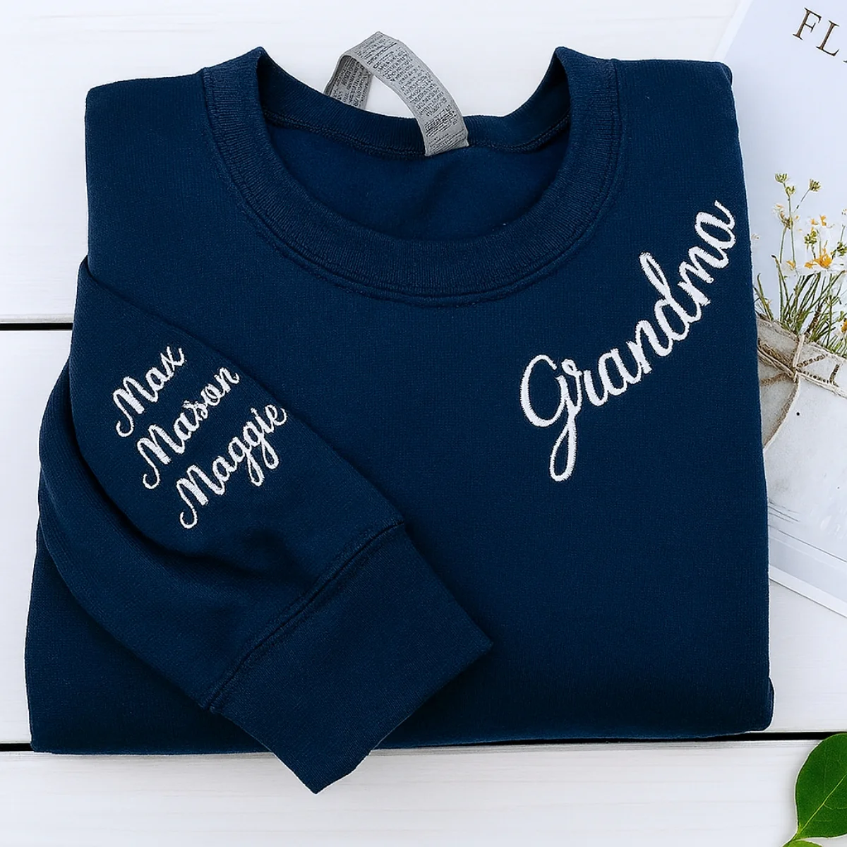 Grandma Custom Neckline Sweatshirts - Personalized Grandchildren Names - Perfect Mother's Day Gift - Image 6
