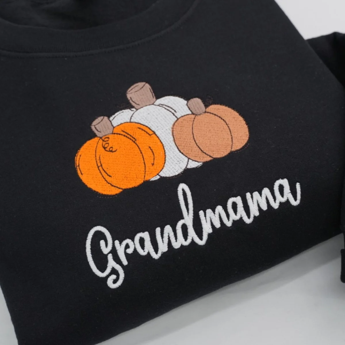 Grandmama Custom Sweatshirt - Fall Pumpkin Embroidered Hoodie - Perfect Grandma Halloween Gift - Image 2