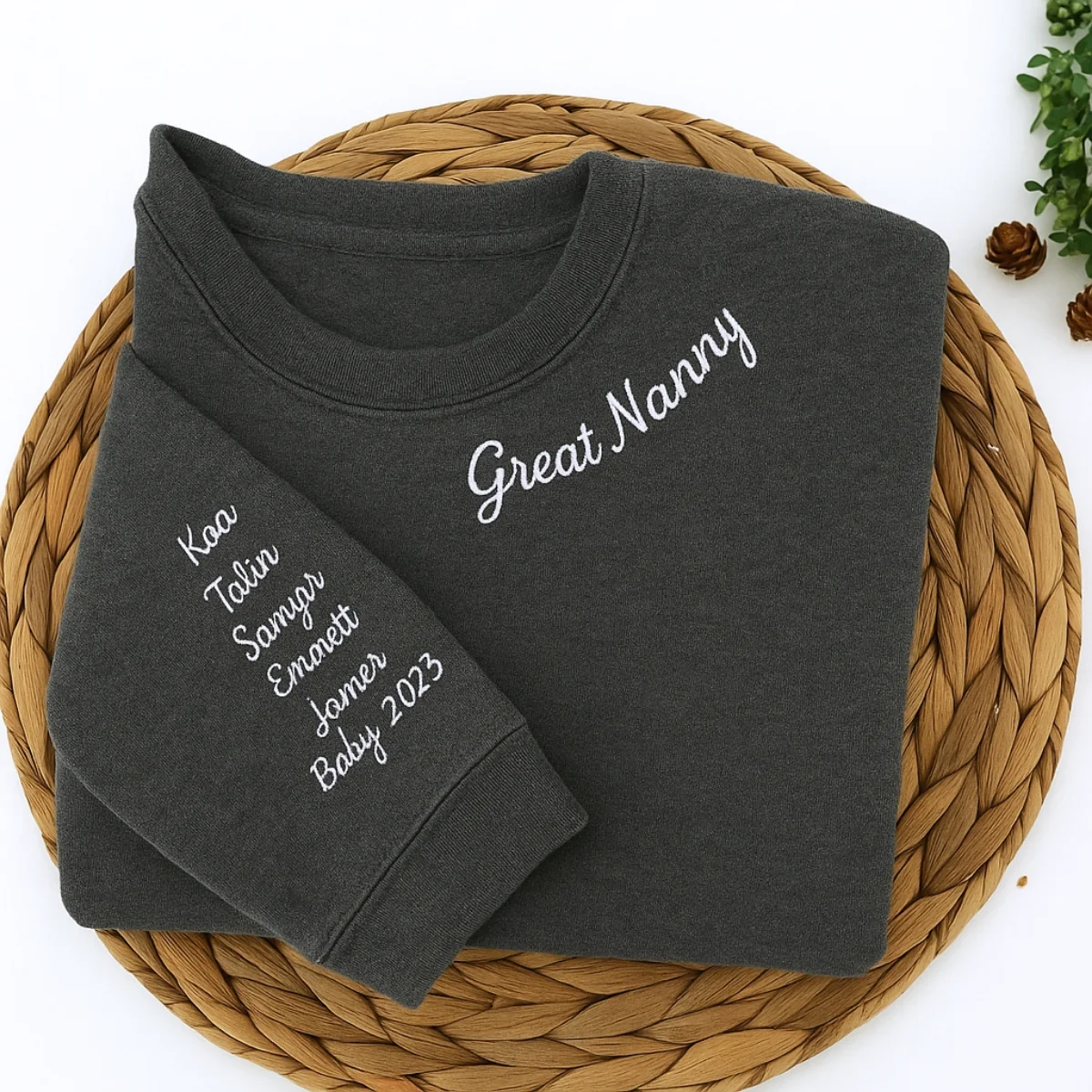 Great Nanny Custom Sweatshirts - Grandma Embroidered Hoodies - Perfect Grandparent Gift - Image 2