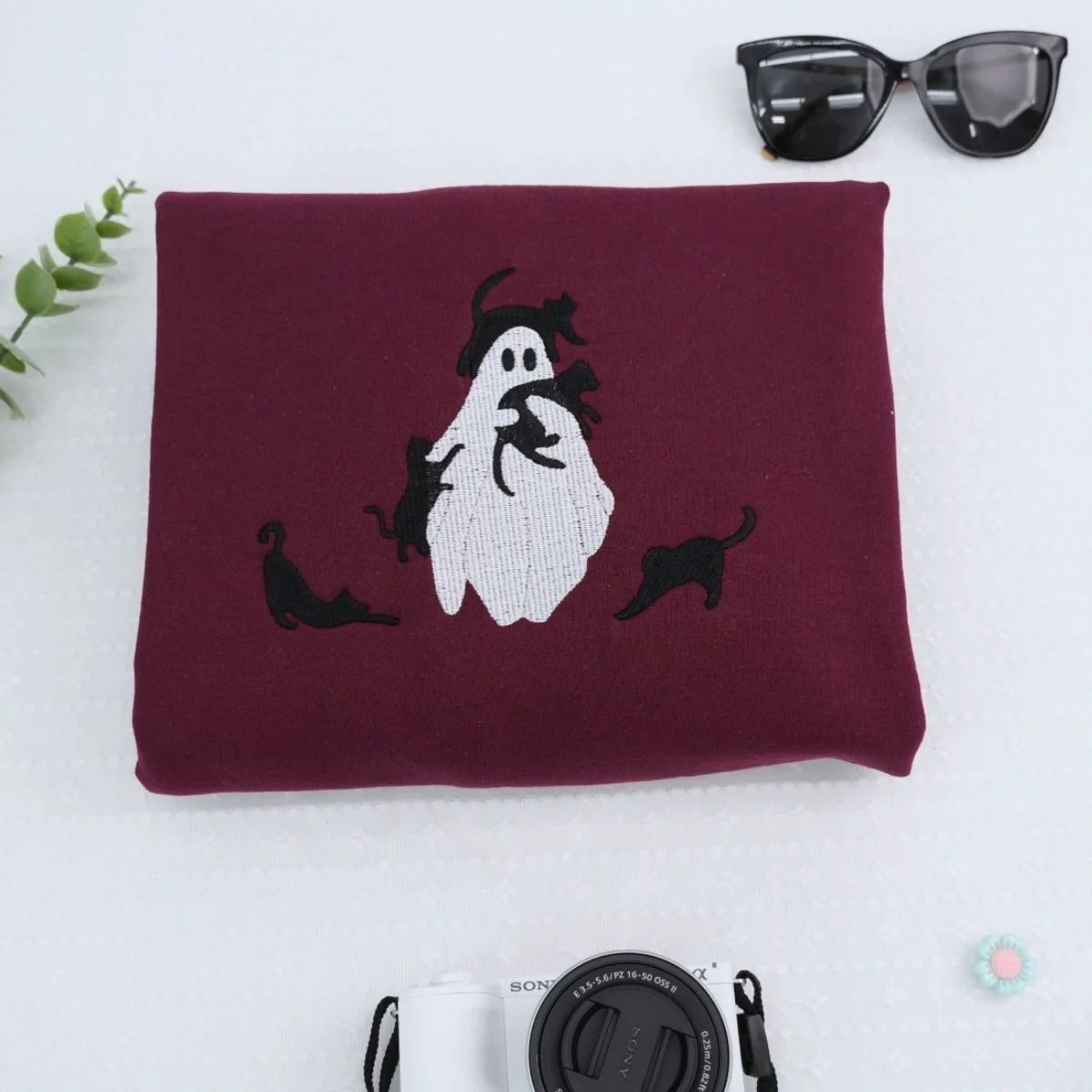 Halloween Custom Hoodies - Ghost Embroidered Sweatshirts - Perfect Spooky Season Gift - Image 3