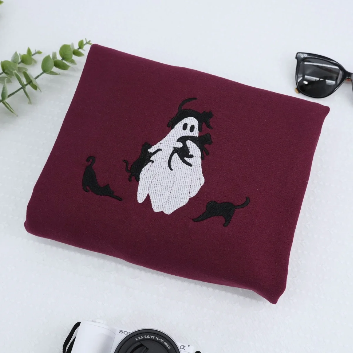 Halloween Custom Hoodies - Ghost Embroidered Sweatshirts - Perfect Spooky Season Gift - Image 4