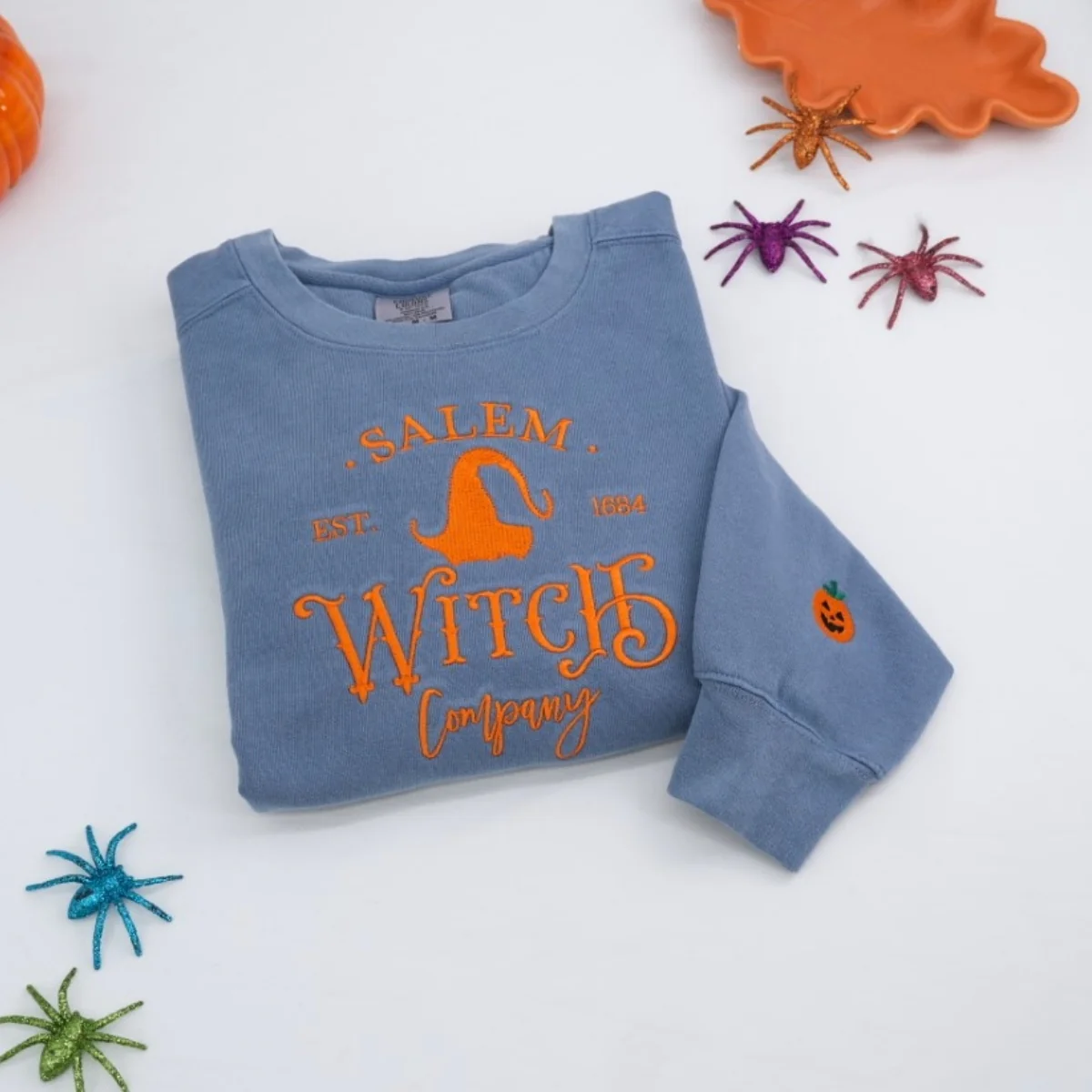 Halloween Custom Sweatshirts - Salem Witch Embroidered Hoodies - Perfect Spooky Season Gift - Image 2