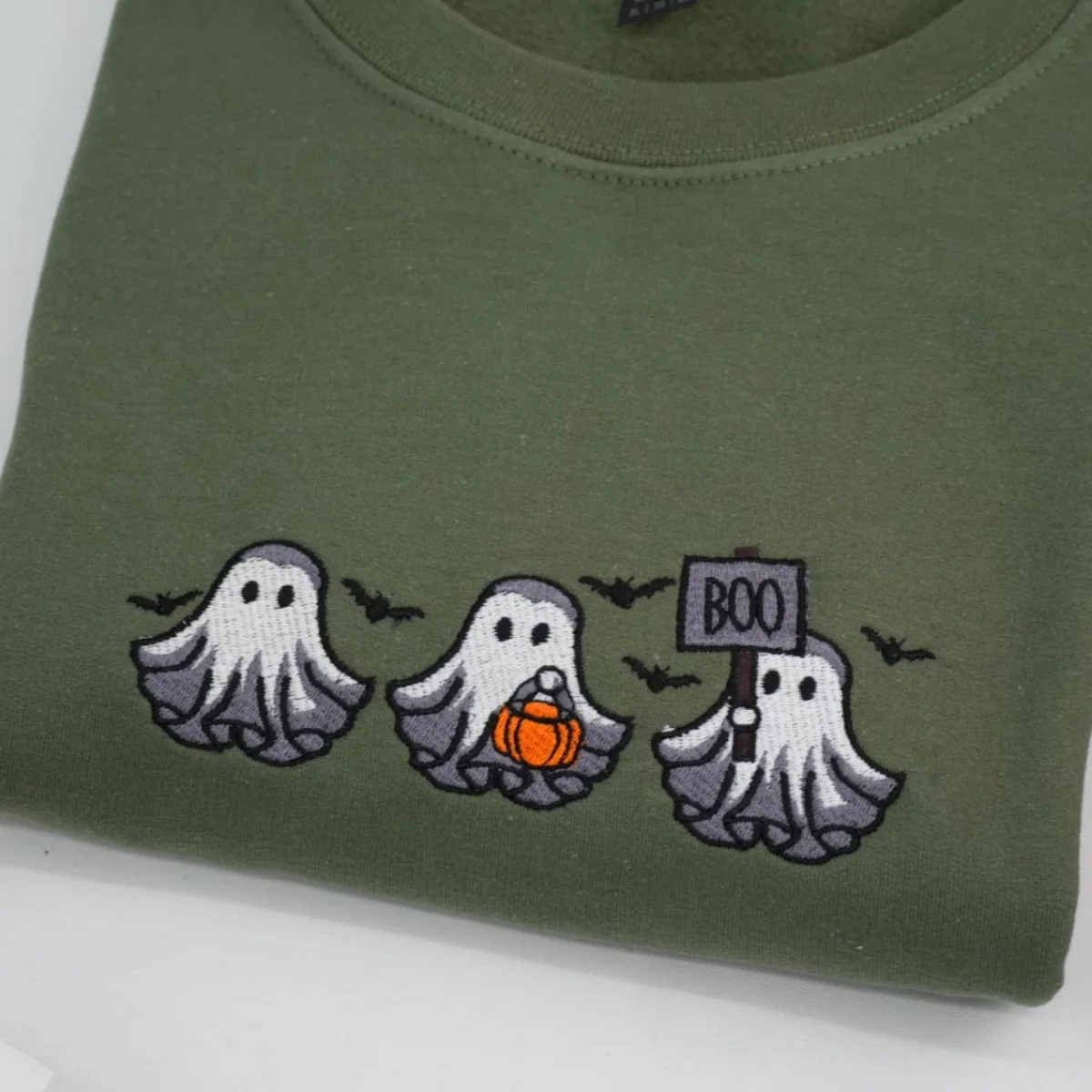 Halloween Ghost Custom Sweatshirts - Cute Boo Embroidered Hoodies - Perfect Spooky Season Family Gift - Image 2