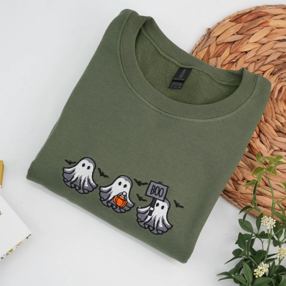 Halloween Ghost Custom Sweatshirts - Cute Boo Embroidered Hoodies - Perfect Spooky Season Family Gift - Image 3