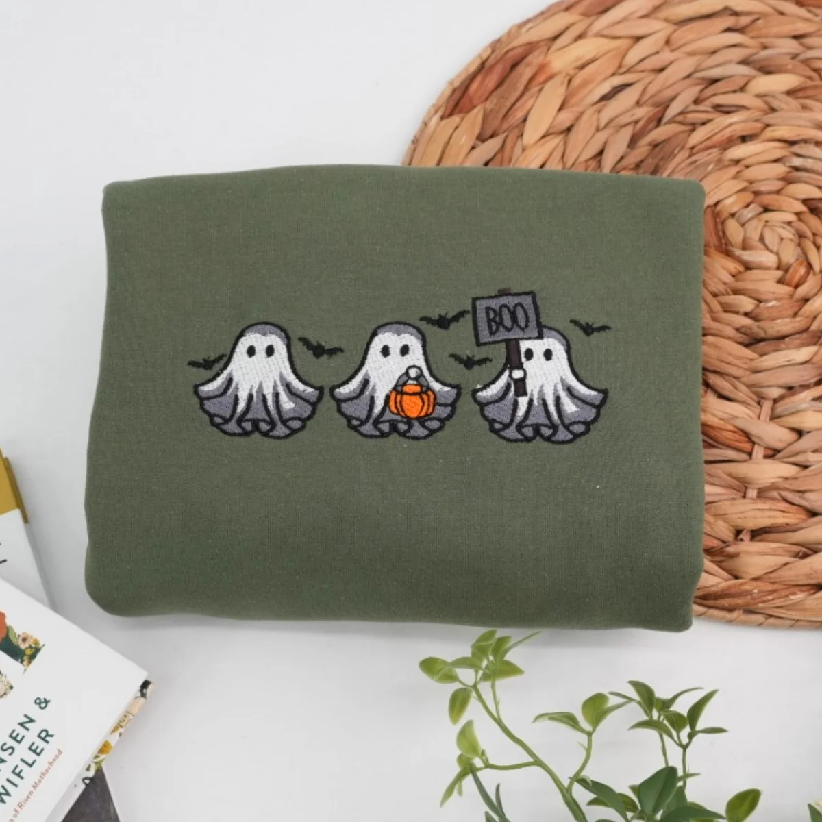 Halloween Ghost Custom Sweatshirts - Cute Boo Embroidered Hoodies - Perfect Spooky Season Family Gift - Image 4